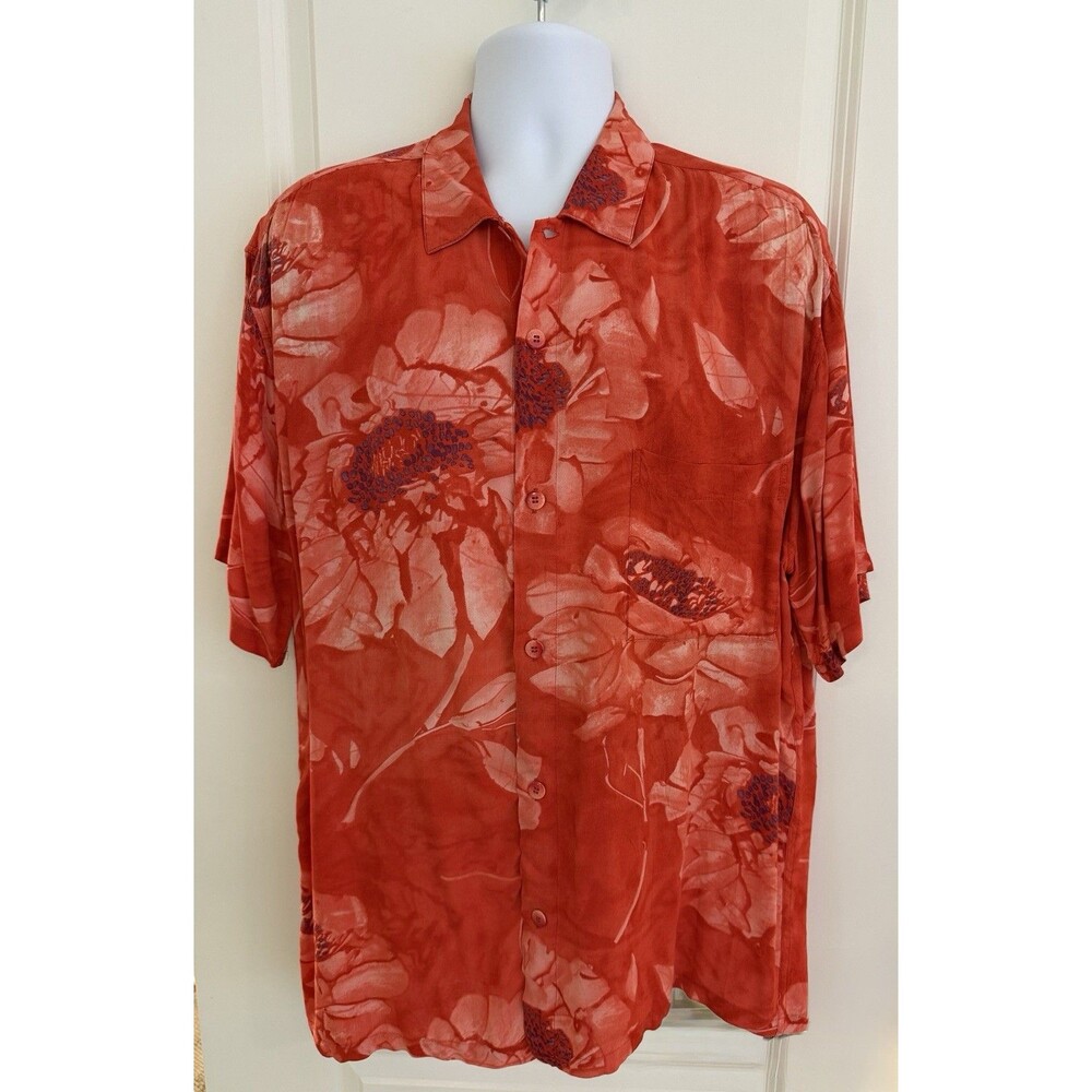 Jams World Vintage Men’s Hawaiian Aloha Short Sleeve Shirt, Large, “Full Bloom”